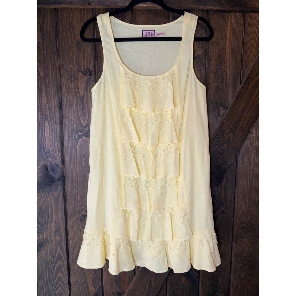 Juicy Couture Eyelet Ruffle Shift Dress Y2K Cottagecore Coquette Sz M